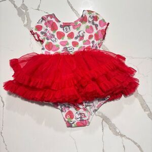 Disney Baby Girls Red Minnie Tutu Dress 6-9 Months Infant One-Piece Bodysuit